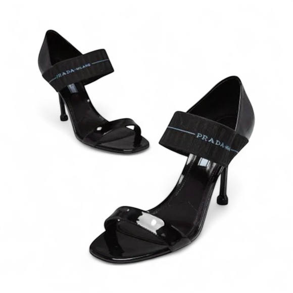 PRADA Black Patent Leather Peep Toe Pumps - Picture 2 of 12